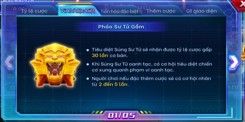 Hệ thống vũ khí độc đáo và đặc biệt trong game bắn cá đổi thưởng