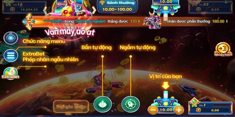 Chú thích chi tiết cho từng chức năng trong game bắn cá